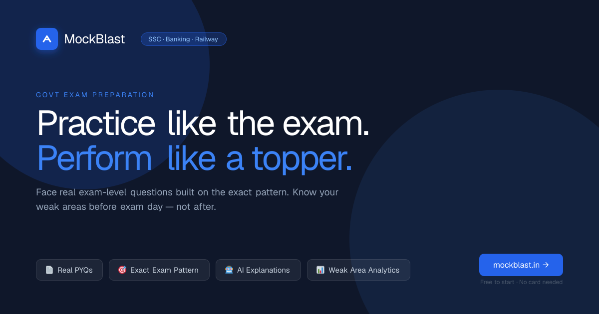 mockblast.in — Free Mock Tests for SSC CGL, IBPS PO & RRB NTPC screenshot